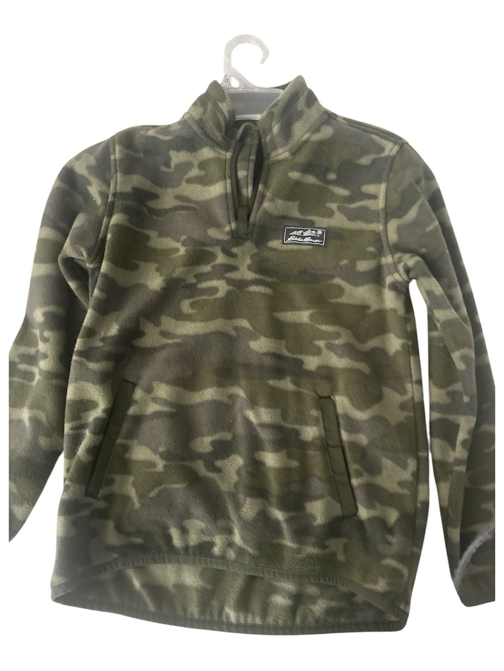Eddie Bauer Men's Olive Green Camo Crewneck Fleece Pullover